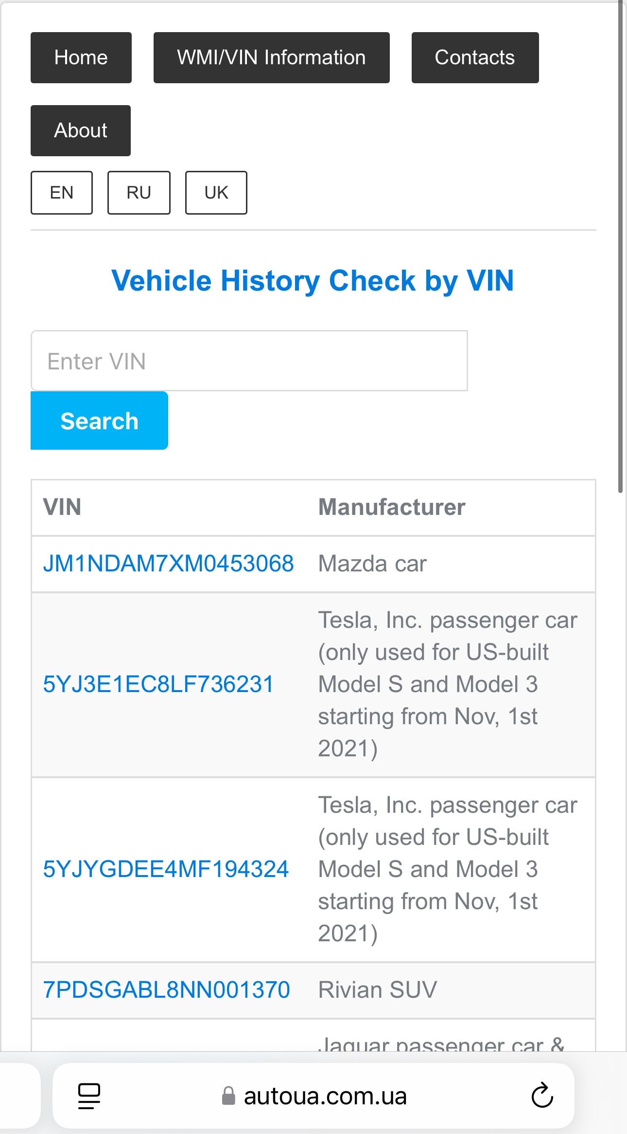 autoua.com.ua website - VINcut
