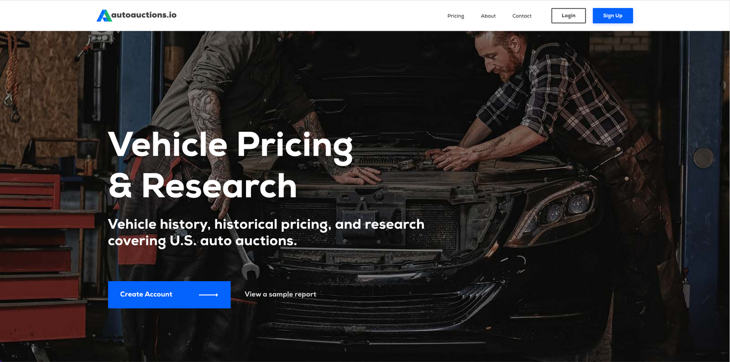 AutoAuctions.io Homepage - VINcut