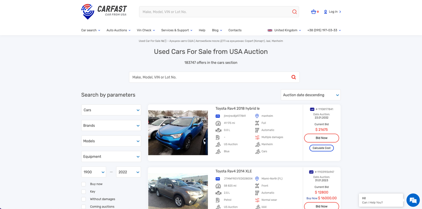 CARFAST.EXPRESS Auction Site - VINcut