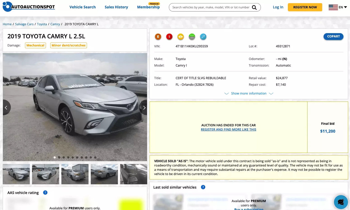 AutoAuctionSpot Car Auction Site - VINcut