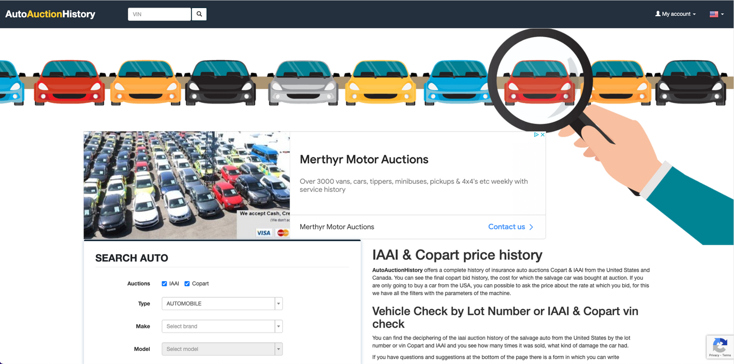 AutoAuctionHistory Auction Site - VINcut